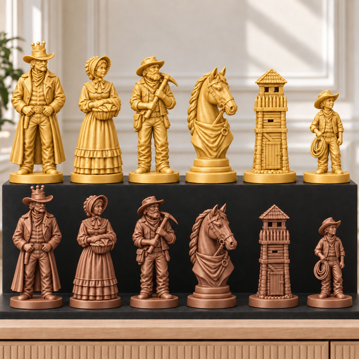 Wilder Westen – thematisches Schachfigurenset mit 32 Figuren – Ansicht 7