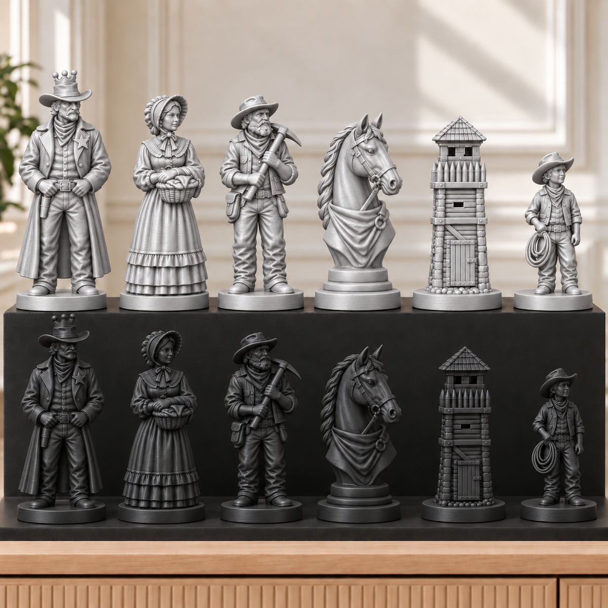 Wilder Westen – thematisches Schachfigurenset mit 32 Figuren – Ansicht 8