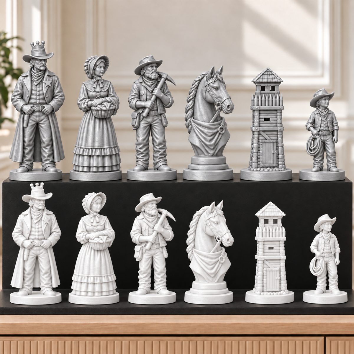 Wilder Westen – thematisches Schachfigurenset mit 32 Figuren – Ansicht 9
