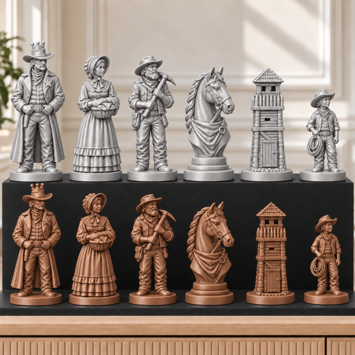 Wilder Westen – thematisches Schachfigurenset mit 32 Figuren – Ansicht 10