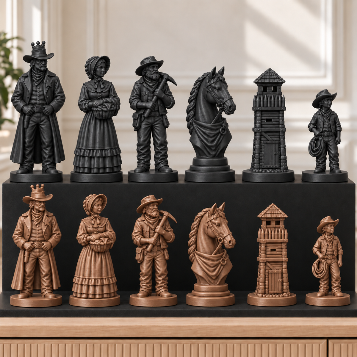 Wilder Westen – thematisches Schachfigurenset mit 32 Figuren – Ansicht 12