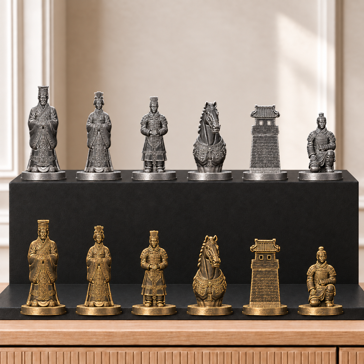 Terrakotta-Armee – thematisches Schachfigurenset mit 32 Figuren – Ansicht 2