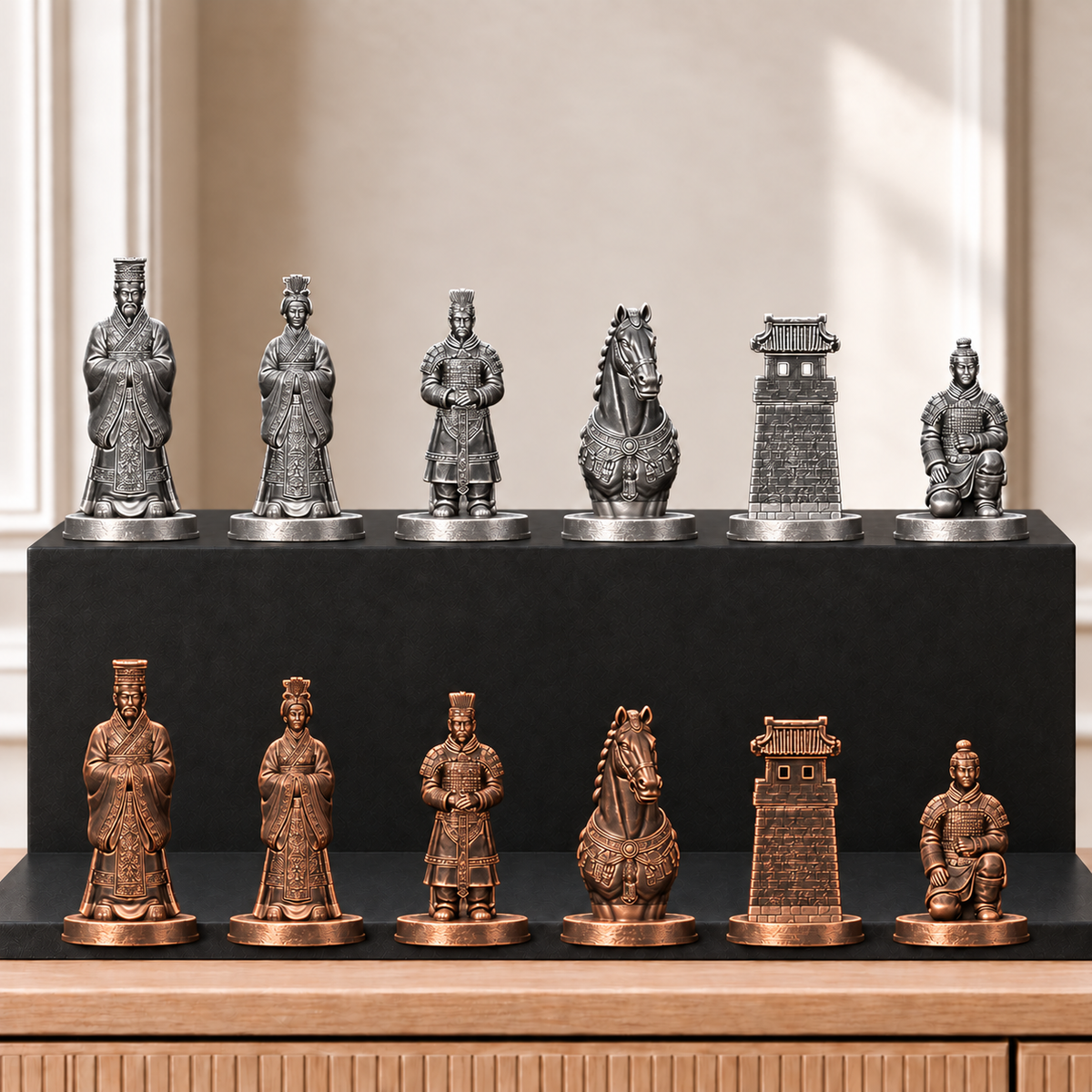 Terrakotta-Armee – thematisches Schachfigurenset mit 32 Figuren – Ansicht 3