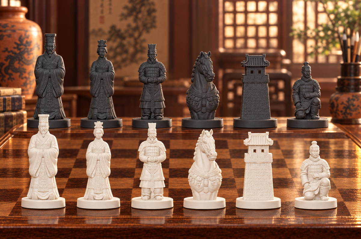 Terrakotta-Armee Schachset STL – 6 Figuren für 3D-Druck – Ansicht 1