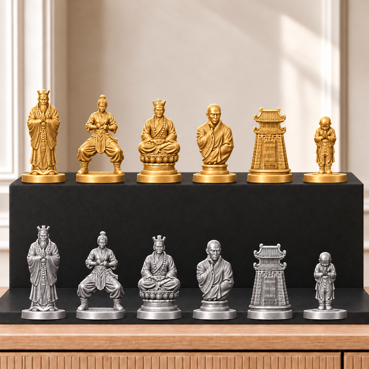 Shaolin-Mönche – thematisches Schachfigurenset mit 32 Figuren – Ansicht 4