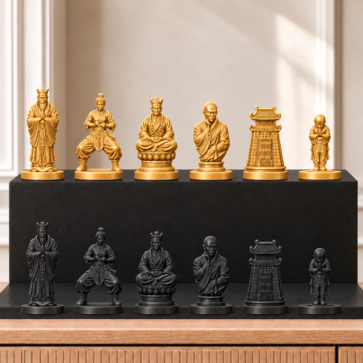 Shaolin-Mönche – thematisches Schachfigurenset mit 32 Figuren – Ansicht 5