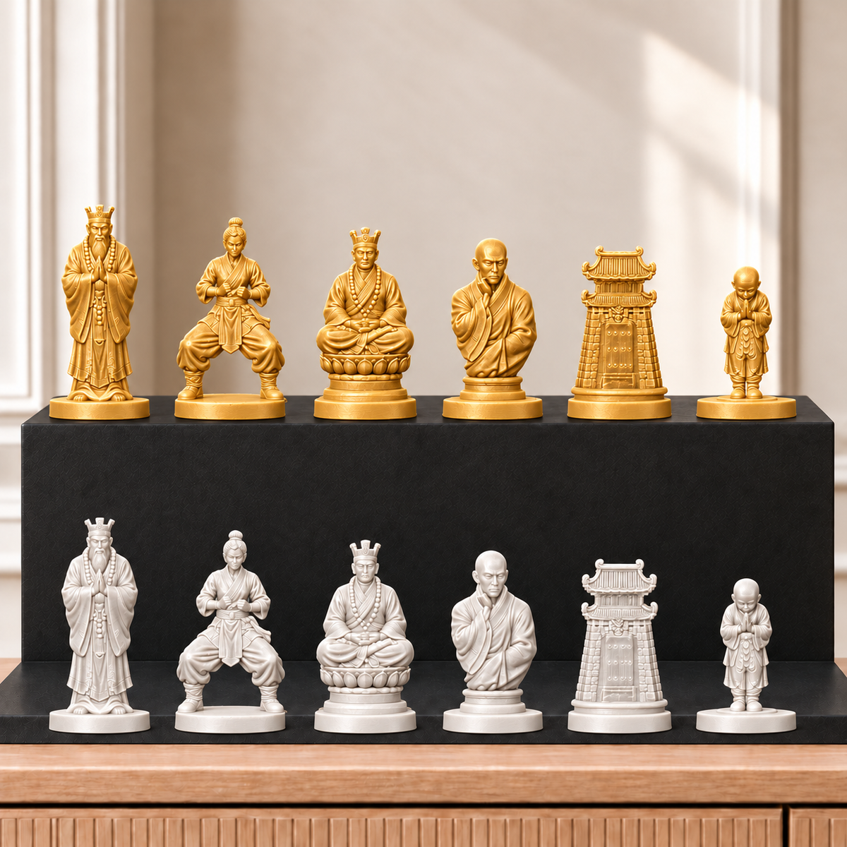 Shaolin-Mönche – thematisches Schachfigurenset mit 32 Figuren – Ansicht 6