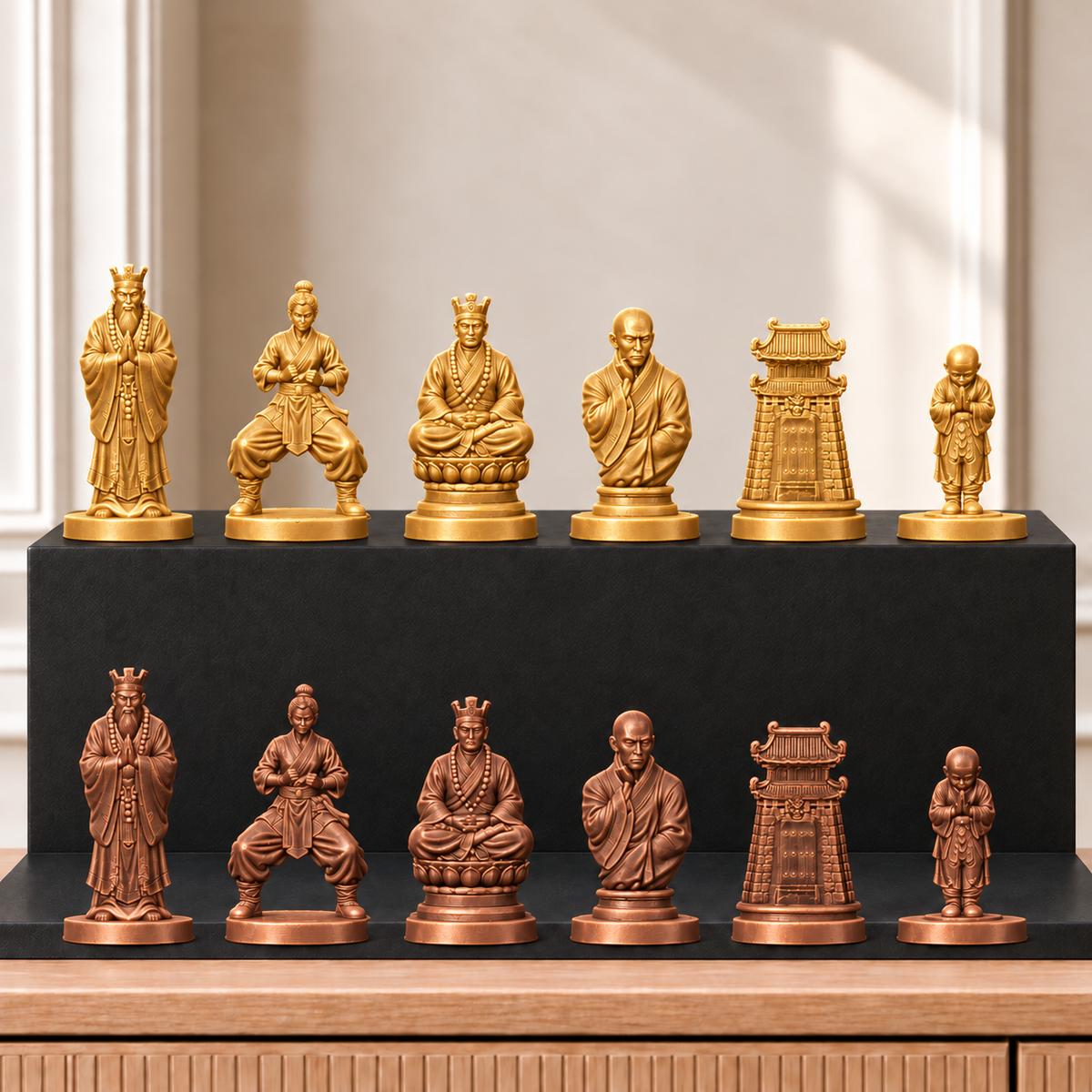 Shaolin-Mönche – thematisches Schachfigurenset mit 32 Figuren – Ansicht 7