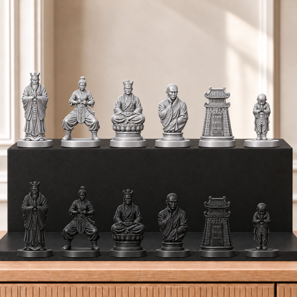 Shaolin-Mönche – thematisches Schachfigurenset mit 32 Figuren – Ansicht 8