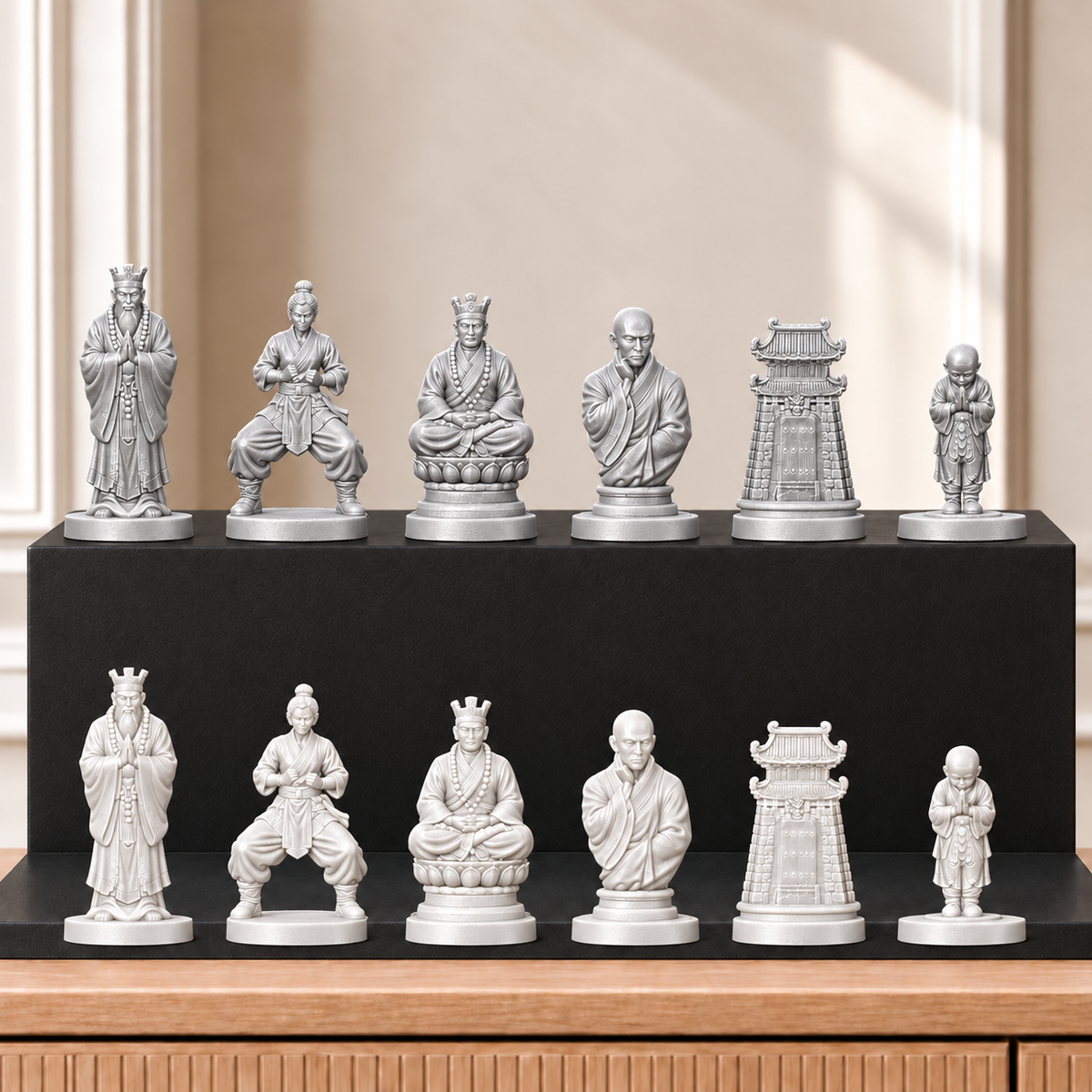 Shaolin-Mönche – thematisches Schachfigurenset mit 32 Figuren – Ansicht 9
