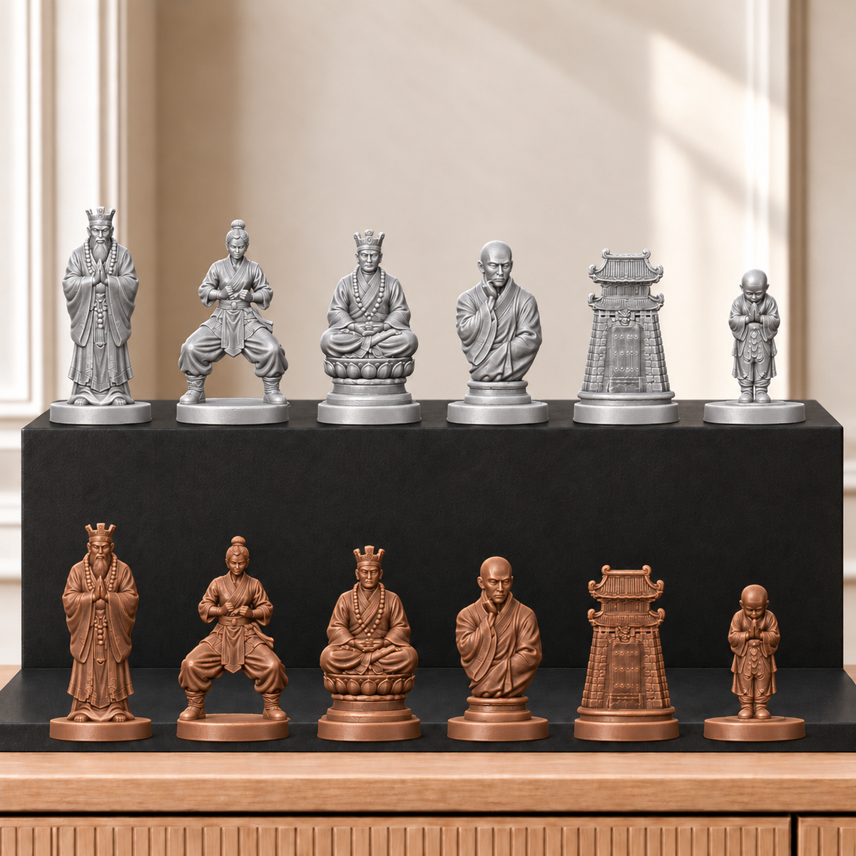 Shaolin-Mönche – thematisches Schachfigurenset mit 32 Figuren – Ansicht 10