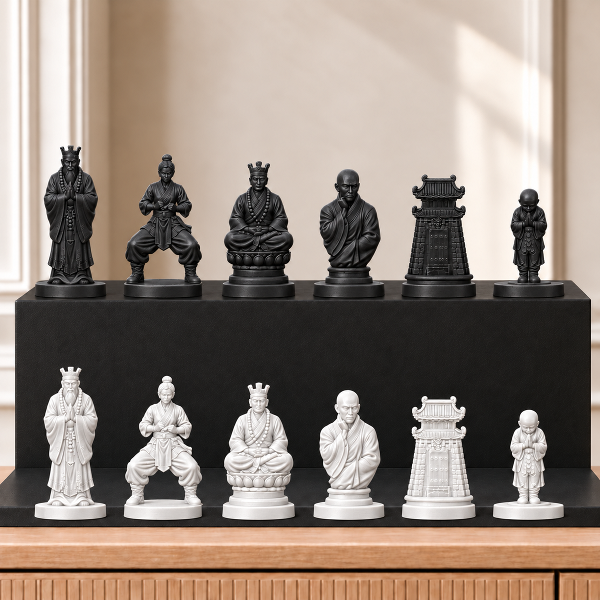 Shaolin-Mönche – thematisches Schachfigurenset mit 32 Figuren – Ansicht 11