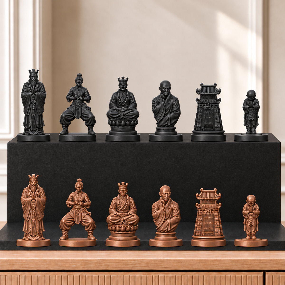 Shaolin-Mönche – thematisches Schachfigurenset mit 32 Figuren – Ansicht 12