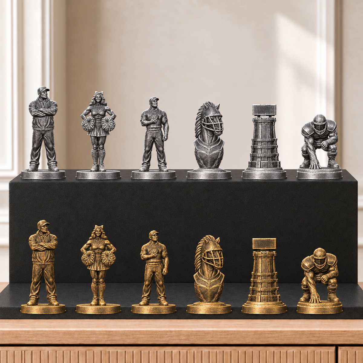 American Football – thematisches Schachfigurenset mit 32 Figuren – Ansicht 2