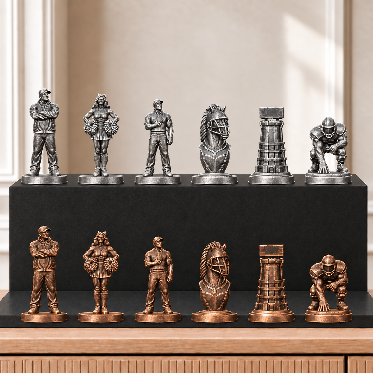 American Football – thematisches Schachfigurenset mit 32 Figuren – Ansicht 3