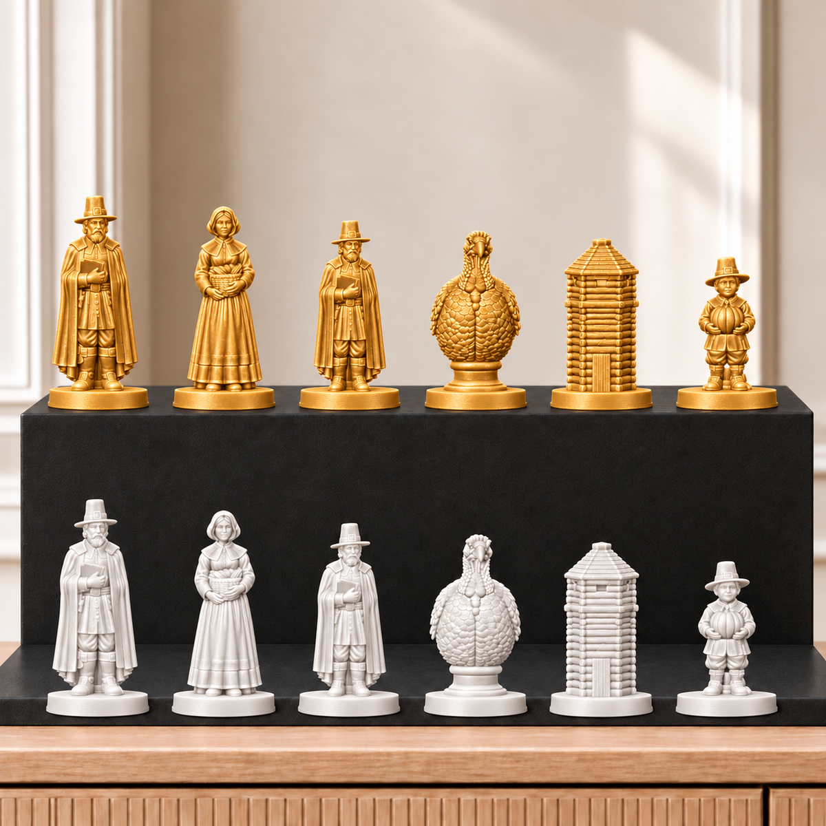 Pilgerväter – thematisches Schachfigurenset mit 32 Figuren – Ansicht 6