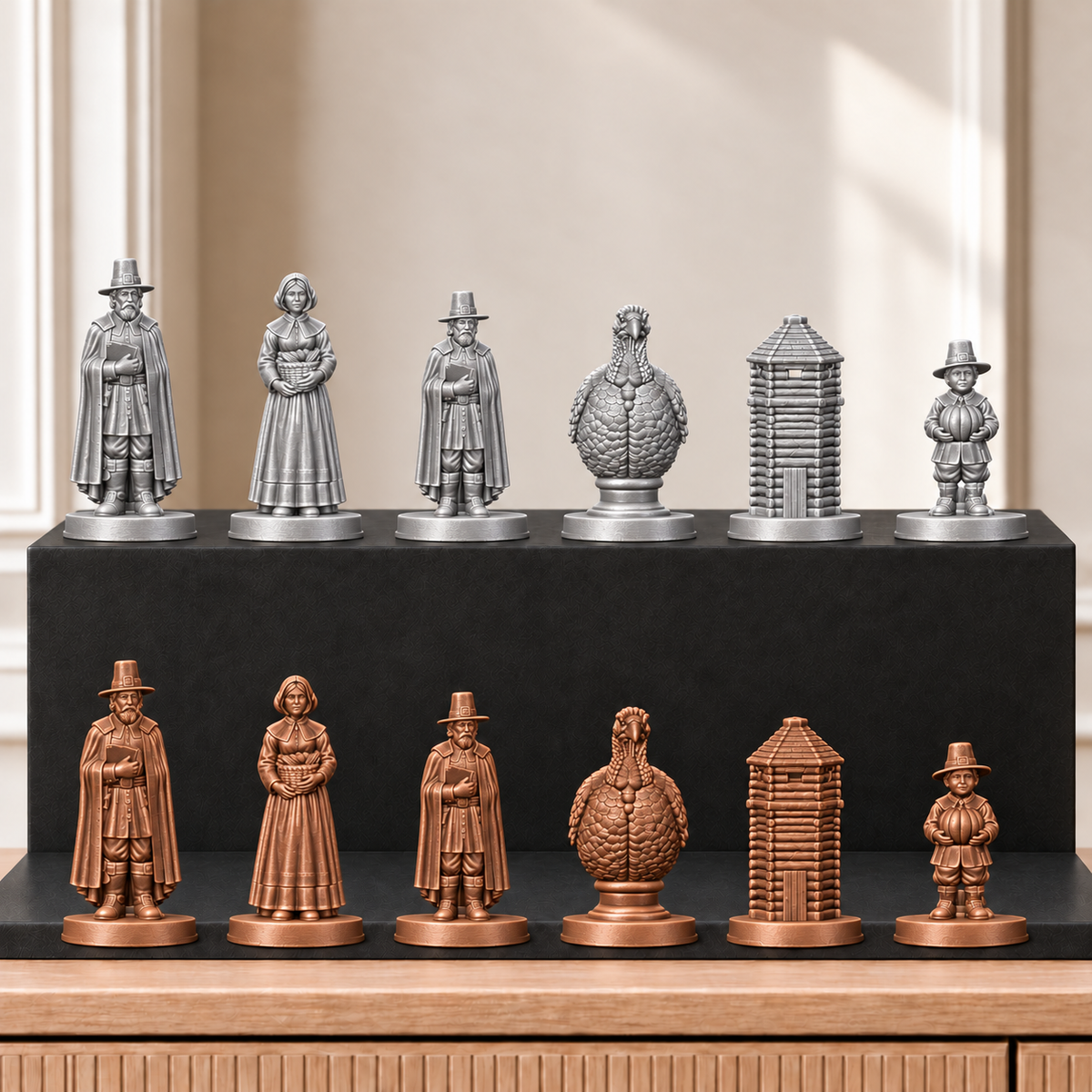 Pilgerväter – thematisches Schachfigurenset mit 32 Figuren – Ansicht 10