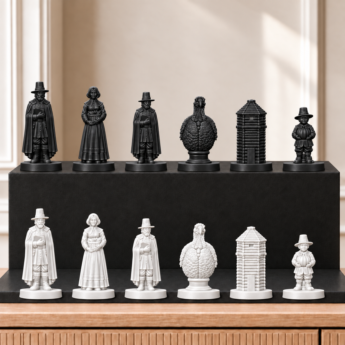 Pilgerväter – thematisches Schachfigurenset mit 32 Figuren – Ansicht 11