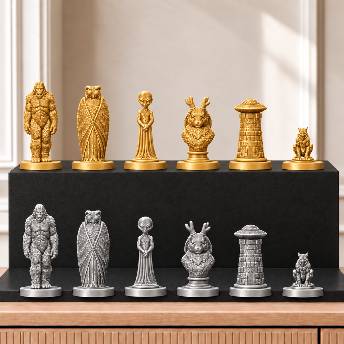 Kryptiden – thematisches Schachfigurenset mit 32 Figuren – Ansicht 4