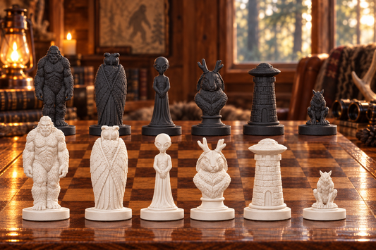 Kryptiden Schachset STL – 6 Figuren für 3D-Druck – Ansicht 1