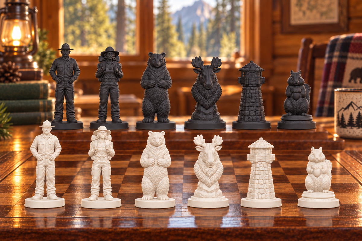 Nationalpark Schachset STL – 6 Figuren für 3D-Druck – Ansicht 1