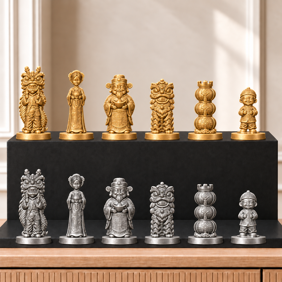 Chinesisches Neujahr – thematisches Schachfigurenset mit 32 Figuren – Ansicht 4