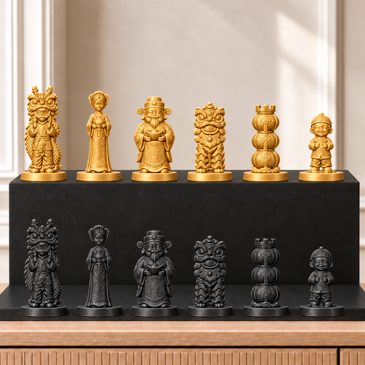 Chinesisches Neujahr – thematisches Schachfigurenset mit 32 Figuren – Ansicht 5