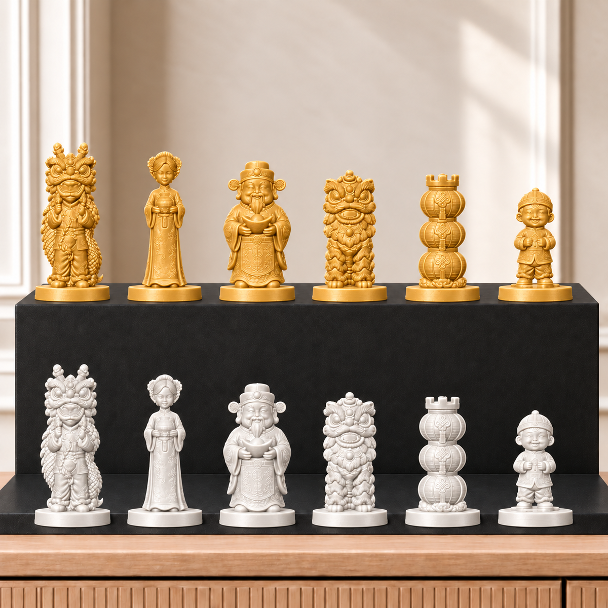 Chinesisches Neujahr – thematisches Schachfigurenset mit 32 Figuren – Ansicht 6