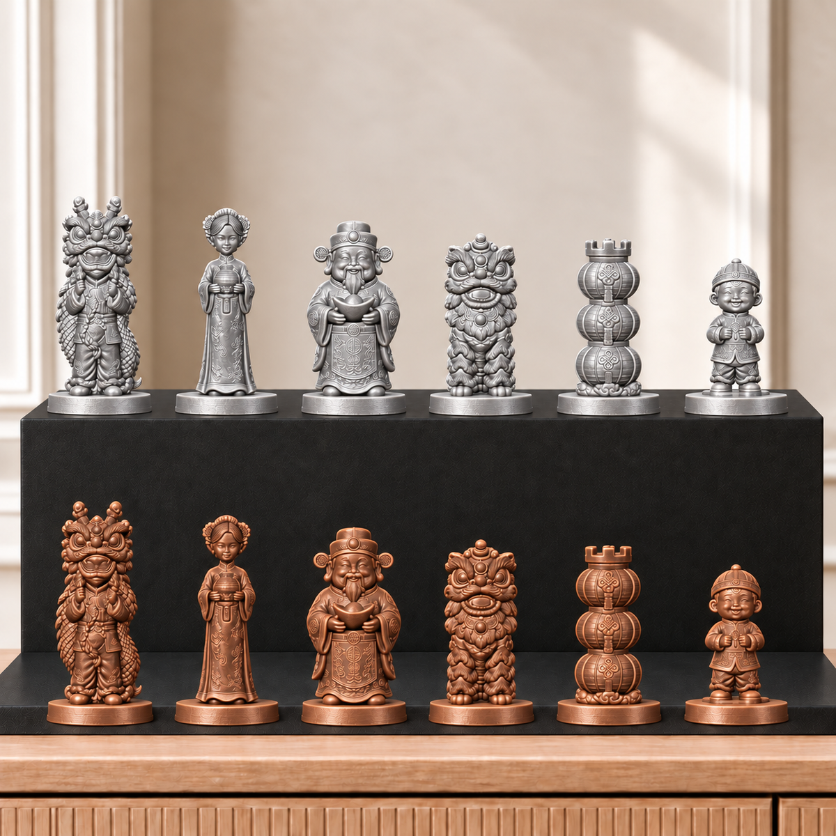Chinesisches Neujahr – thematisches Schachfigurenset mit 32 Figuren – Ansicht 10