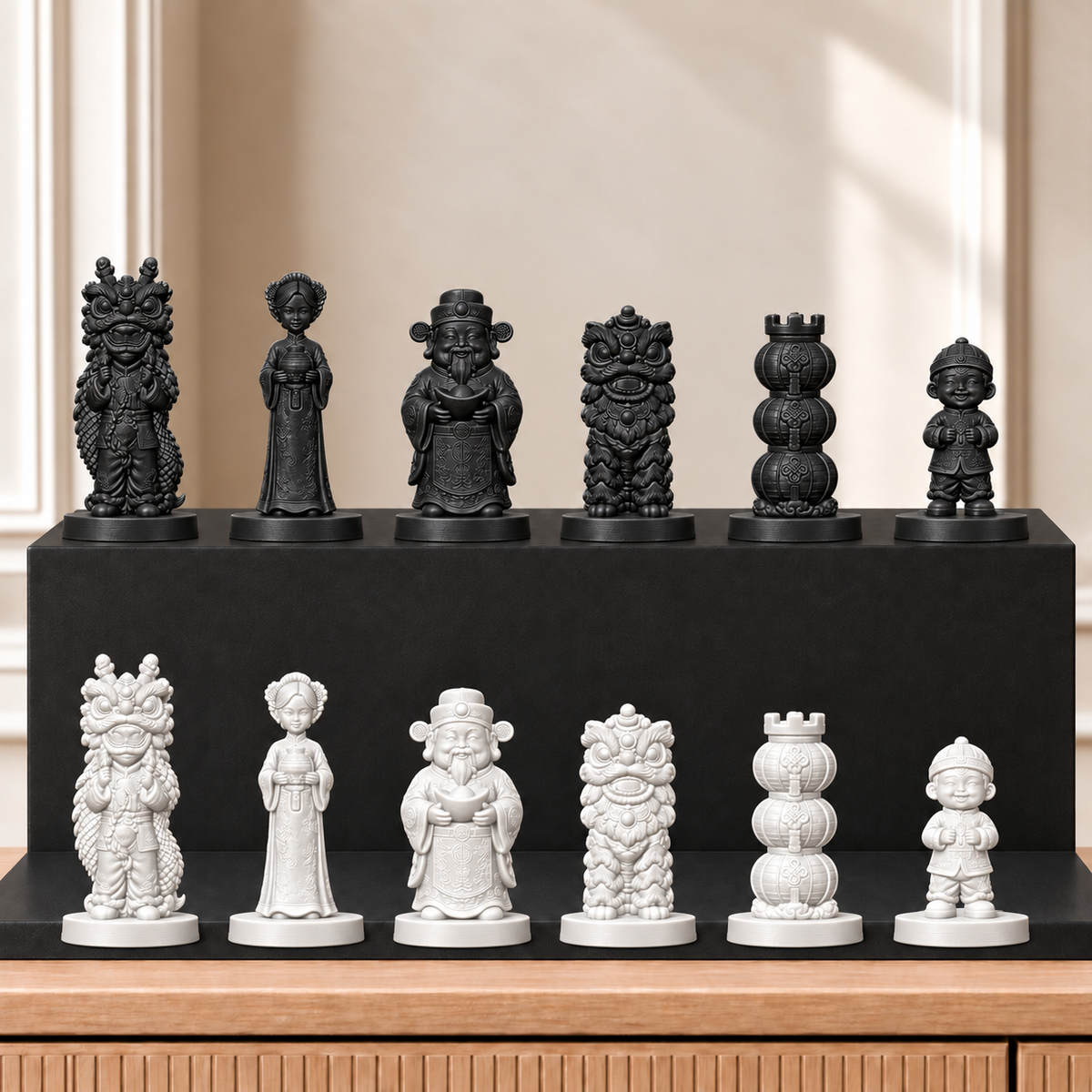 Chinesisches Neujahr – thematisches Schachfigurenset mit 32 Figuren – Ansicht 11