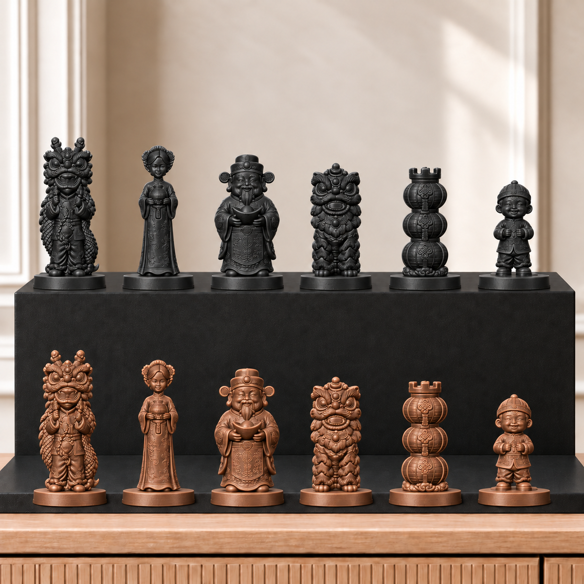 Chinesisches Neujahr – thematisches Schachfigurenset mit 32 Figuren – Ansicht 12