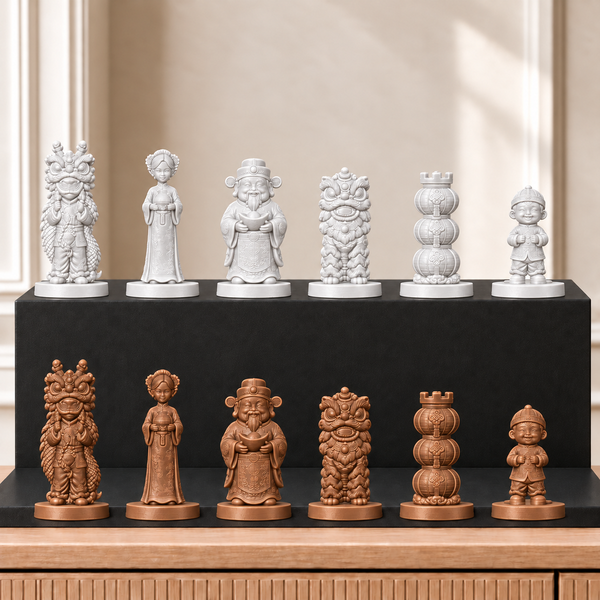 Chinesisches Neujahr – thematisches Schachfigurenset mit 32 Figuren – Ansicht 13