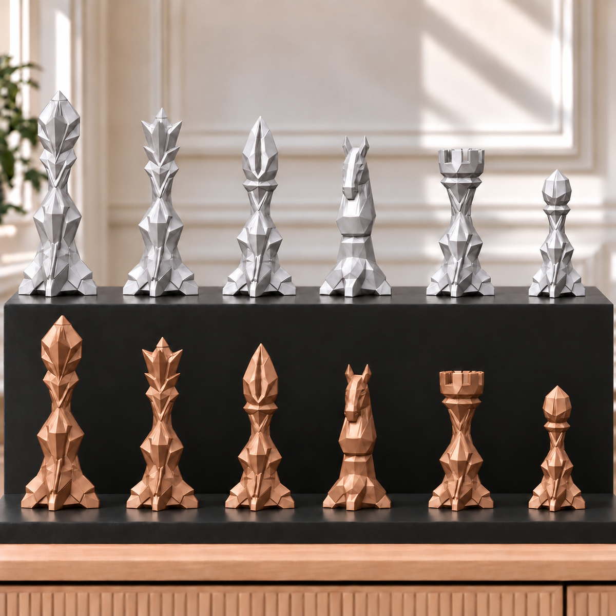 2050 – Geometrisches Schachset mit 32 Figuren – Ansicht 10