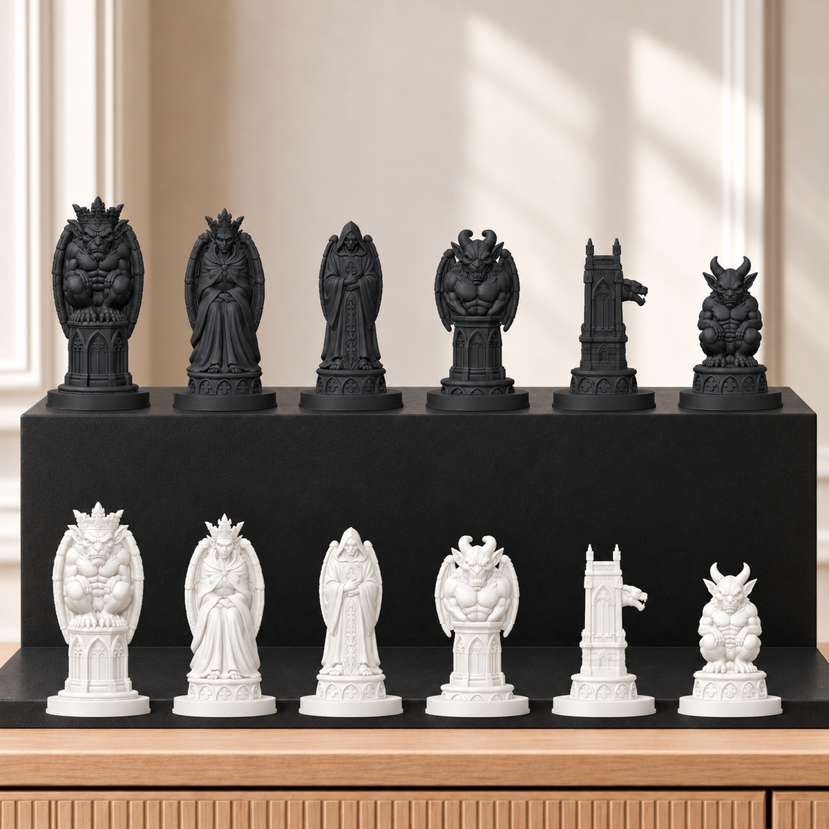 Gothic-Wasserspeier – thematisches Schachfigurenset mit 32 Figuren – Ansicht 11