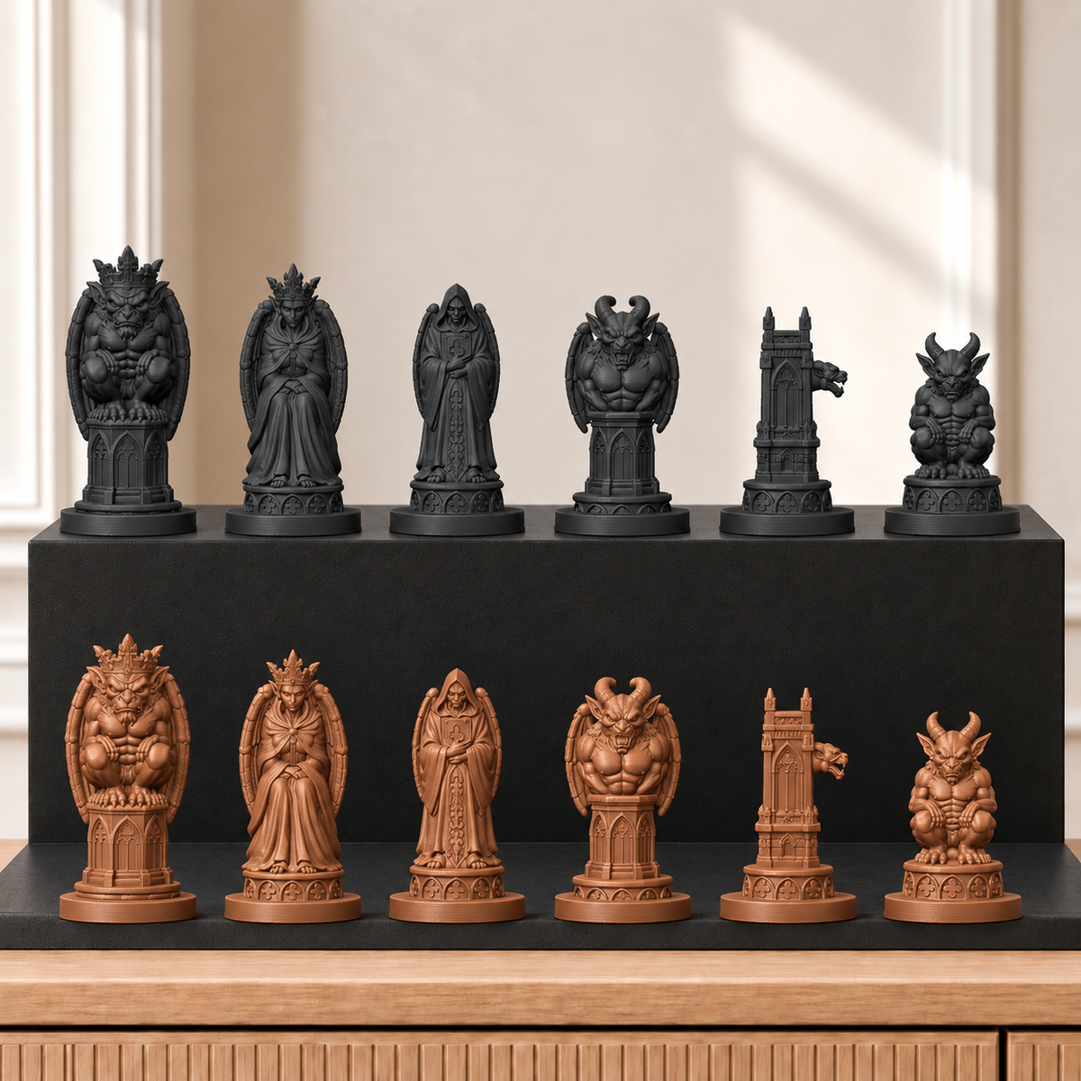 Gothic-Wasserspeier – thematisches Schachfigurenset mit 32 Figuren – Ansicht 12
