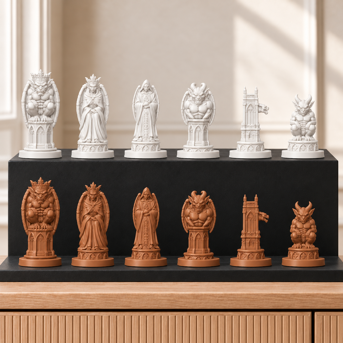 Gothic-Wasserspeier – thematisches Schachfigurenset mit 32 Figuren – Ansicht 13