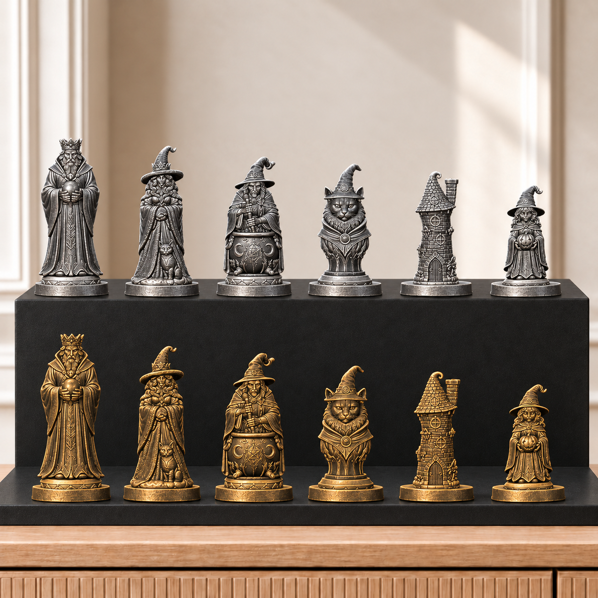 Hexenzirkel – thematisches Schachfigurenset mit 32 Figuren – Ansicht 2