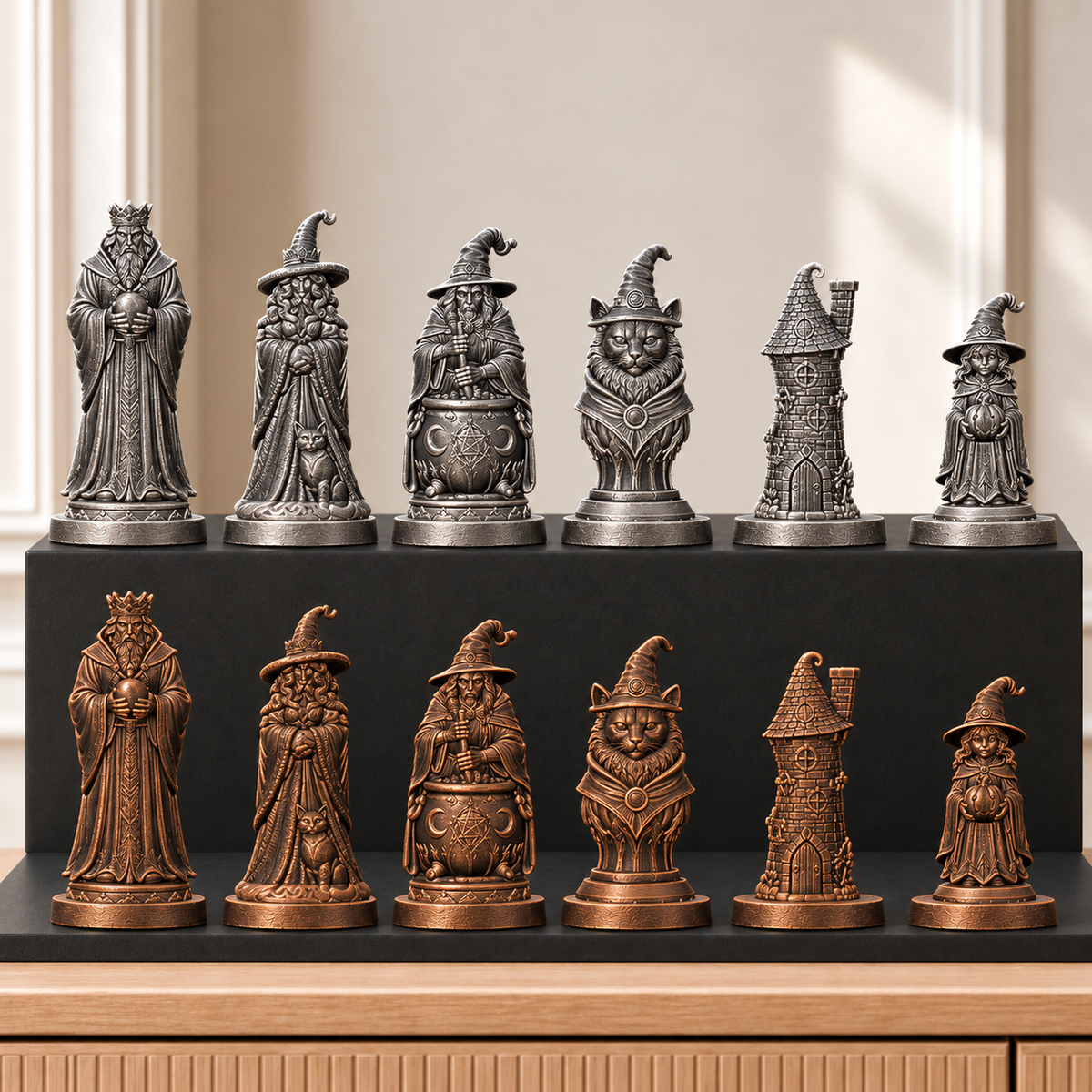 Hexenzirkel – thematisches Schachfigurenset mit 32 Figuren – Ansicht 3