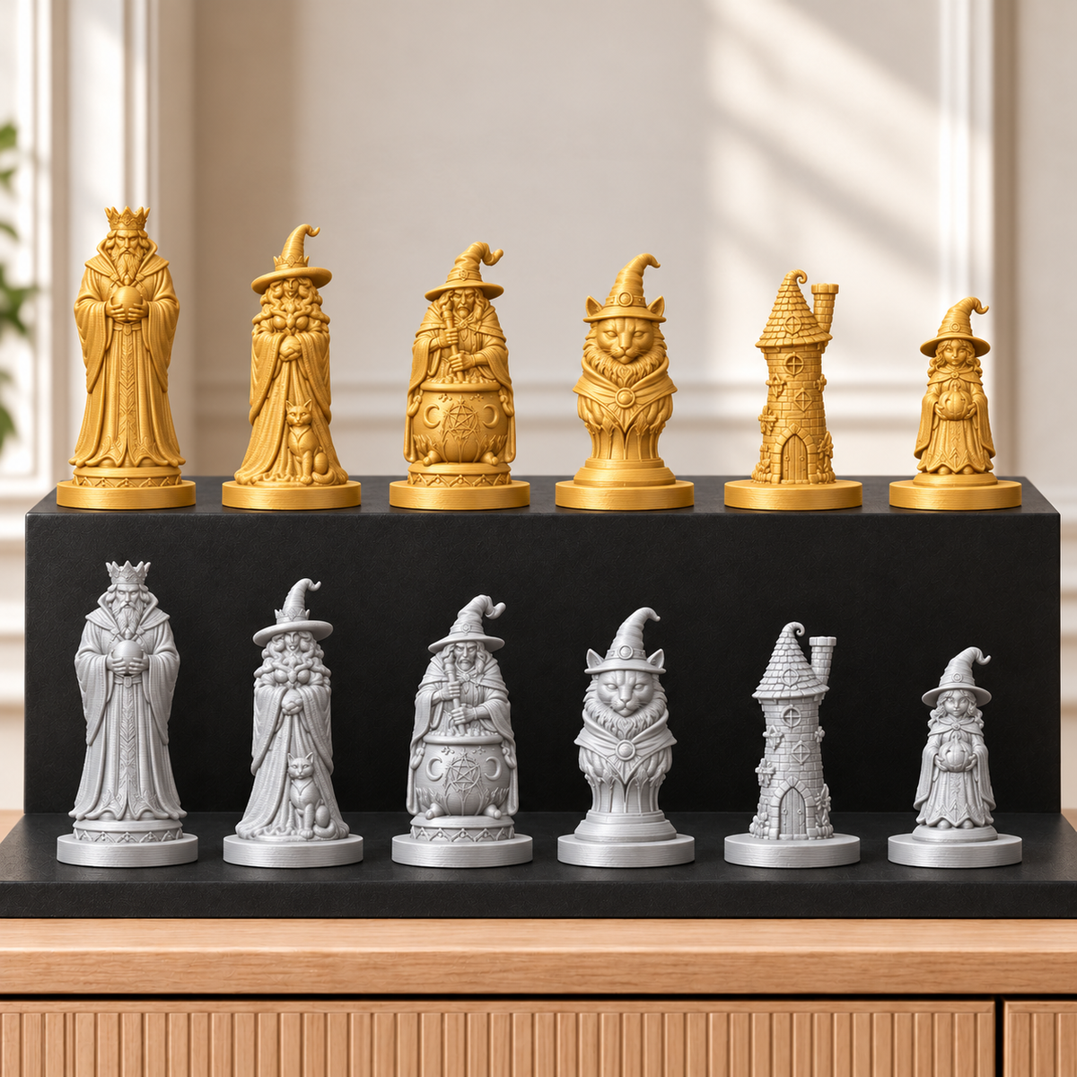 Hexenzirkel – thematisches Schachfigurenset mit 32 Figuren – Ansicht 4