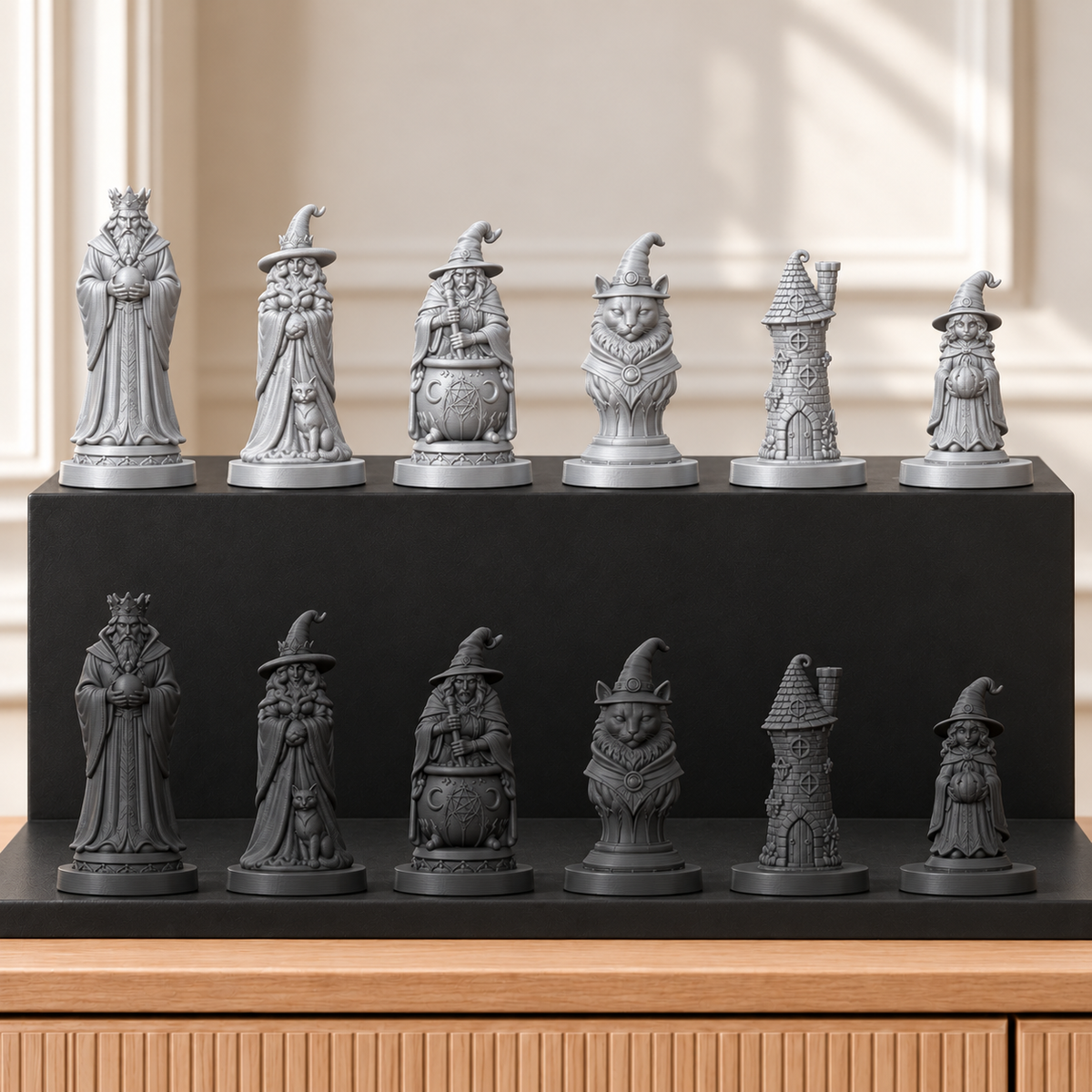 Hexenzirkel – thematisches Schachfigurenset mit 32 Figuren – Ansicht 8