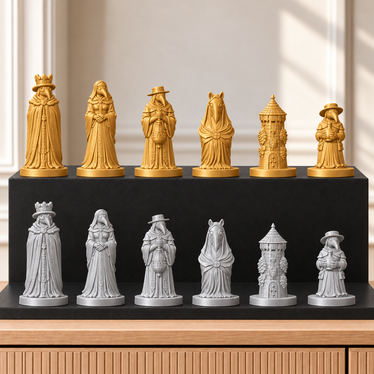 Pestdoktoren – thematisches Schachfigurenset mit 32 Figuren – Ansicht 4