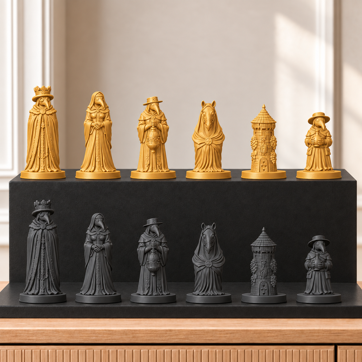Pestdoktoren – thematisches Schachfigurenset mit 32 Figuren – Ansicht 5
