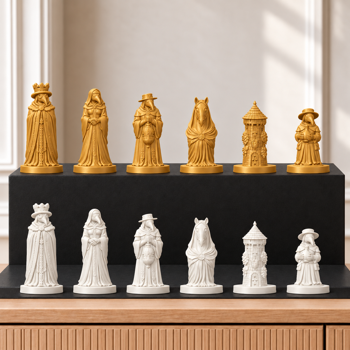 Pestdoktoren – thematisches Schachfigurenset mit 32 Figuren – Ansicht 6