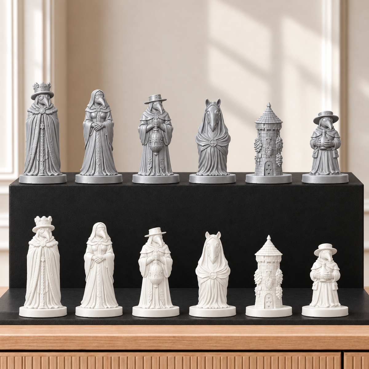 Pestdoktoren – thematisches Schachfigurenset mit 32 Figuren – Ansicht 9
