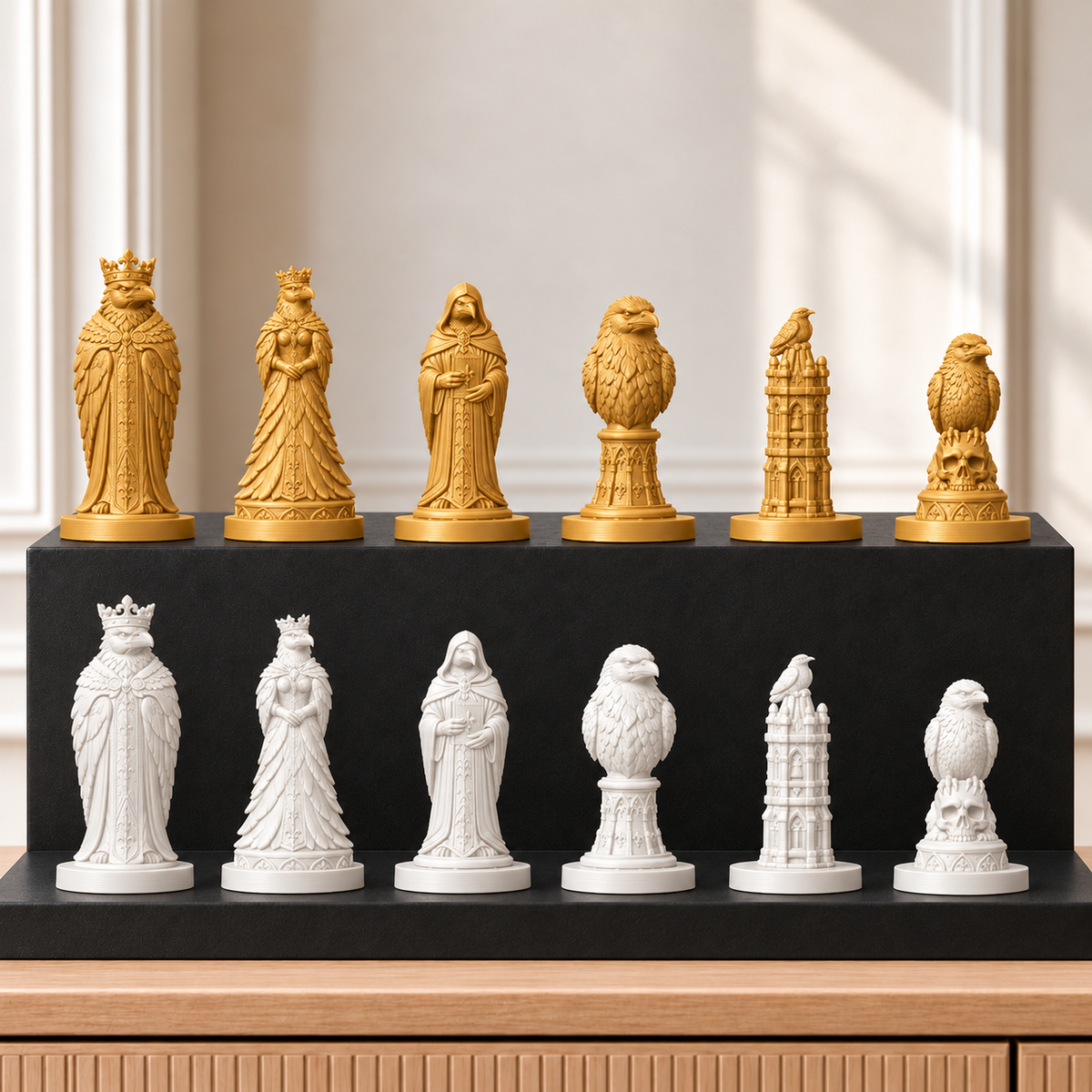 Raben – thematisches Schachfigurenset mit 32 Figuren – Ansicht 6
