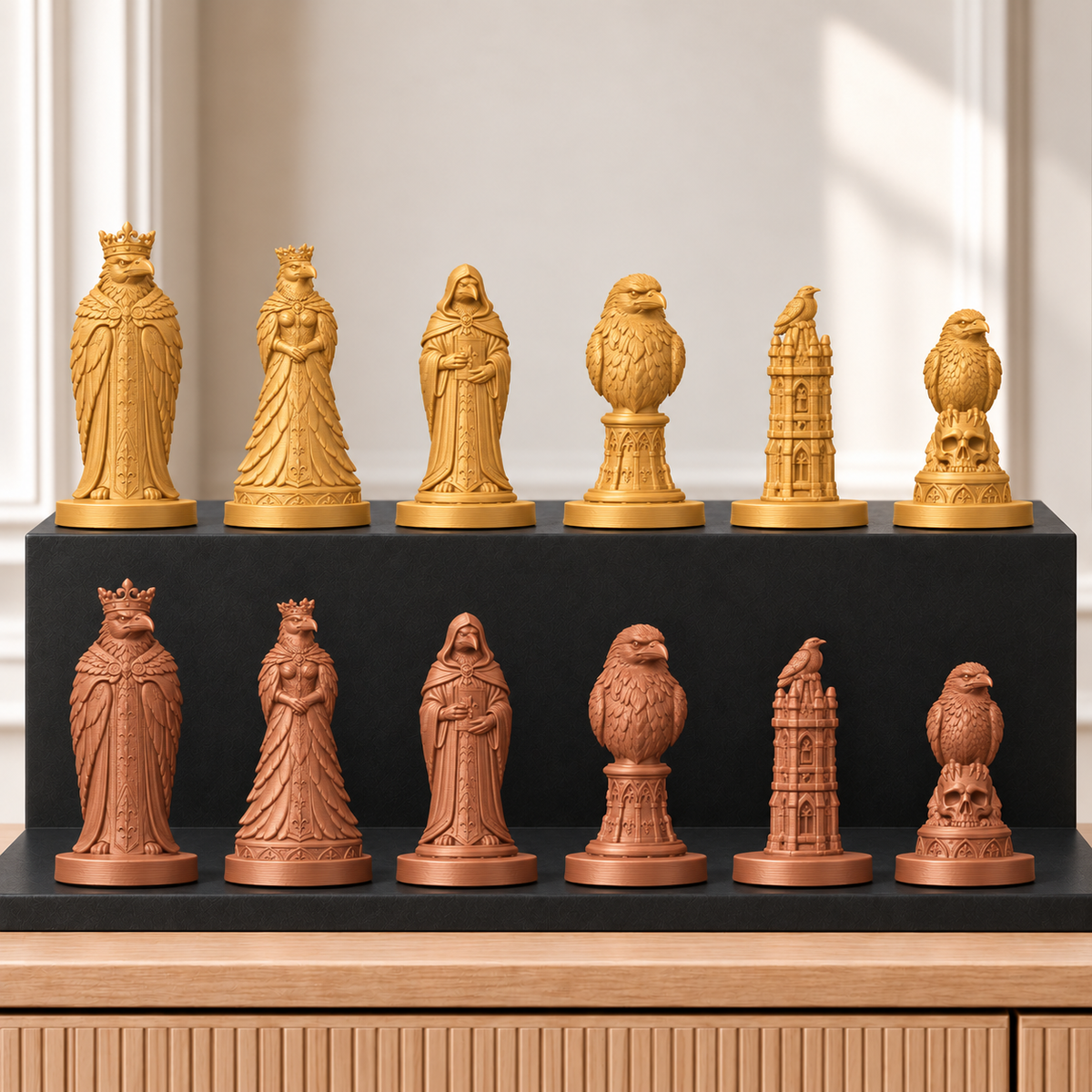Raben – thematisches Schachfigurenset mit 32 Figuren – Ansicht 7