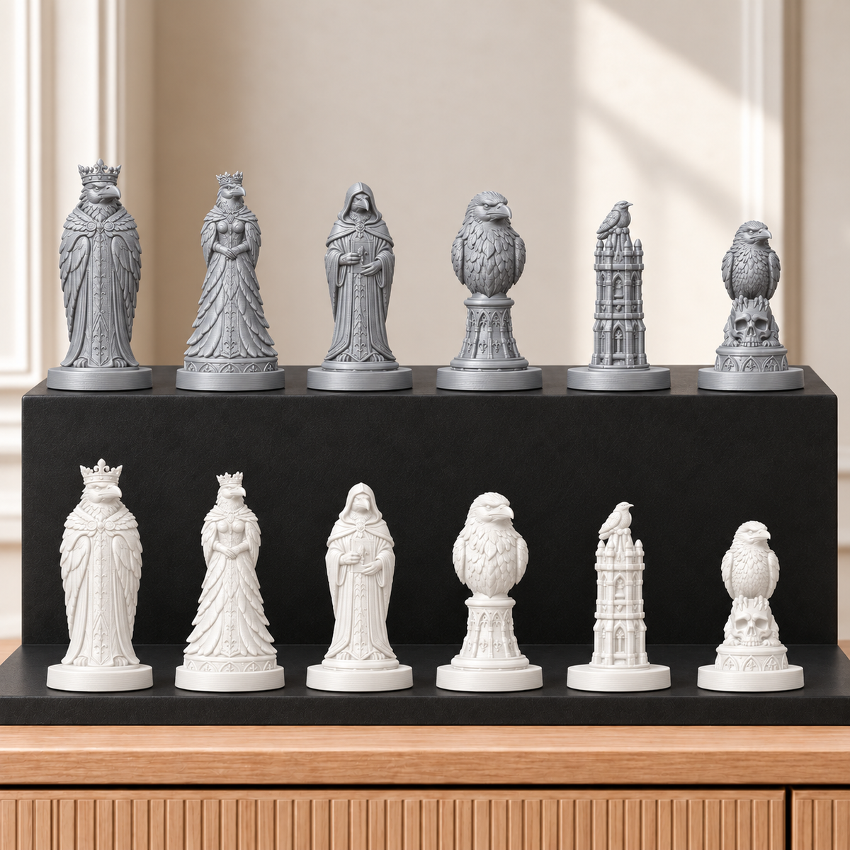 Raben – thematisches Schachfigurenset mit 32 Figuren – Ansicht 9