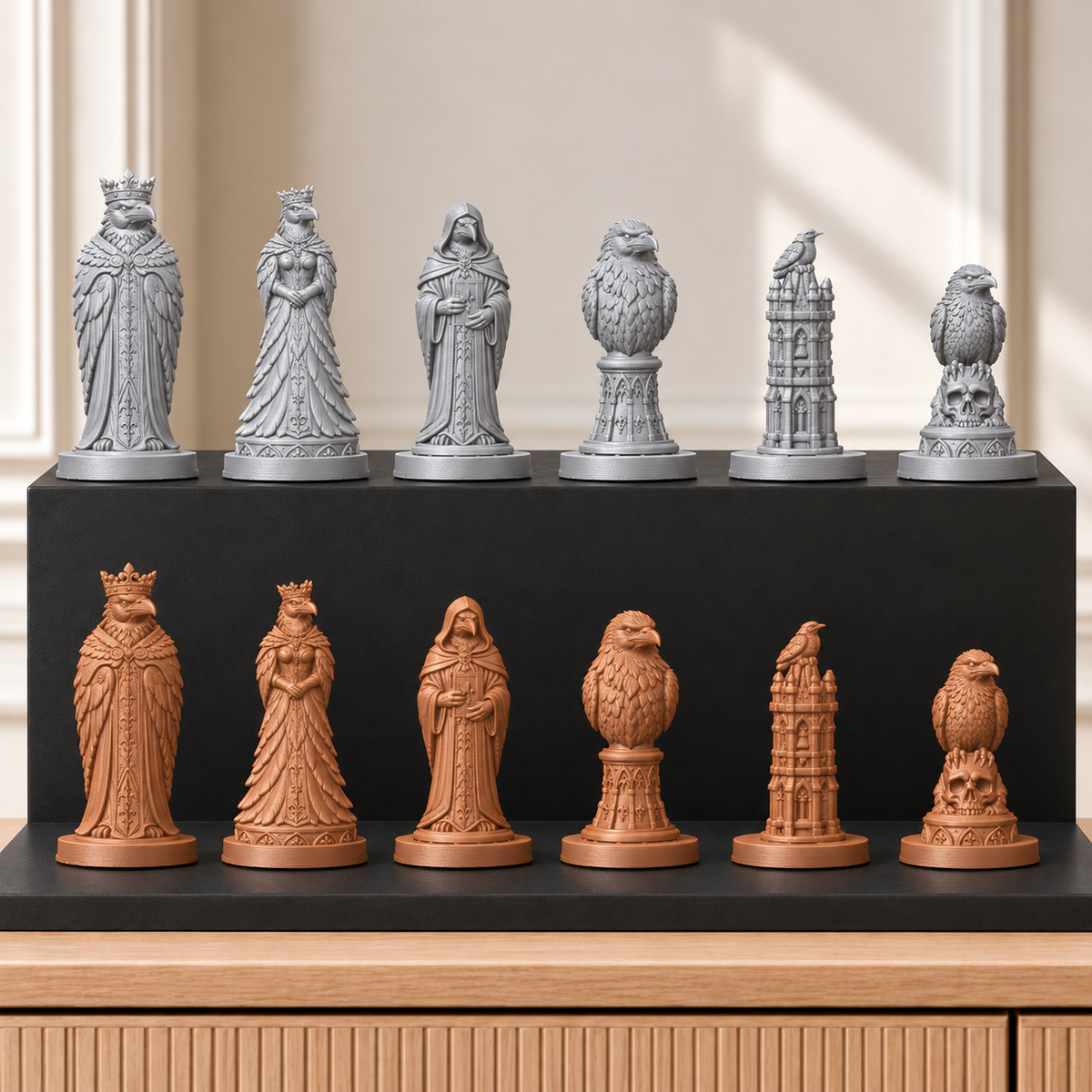 Raben – thematisches Schachfigurenset mit 32 Figuren – Ansicht 10