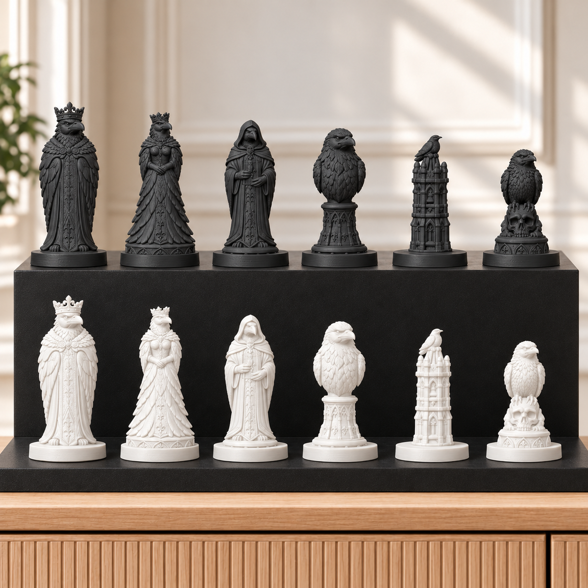Raben – thematisches Schachfigurenset mit 32 Figuren – Ansicht 11
