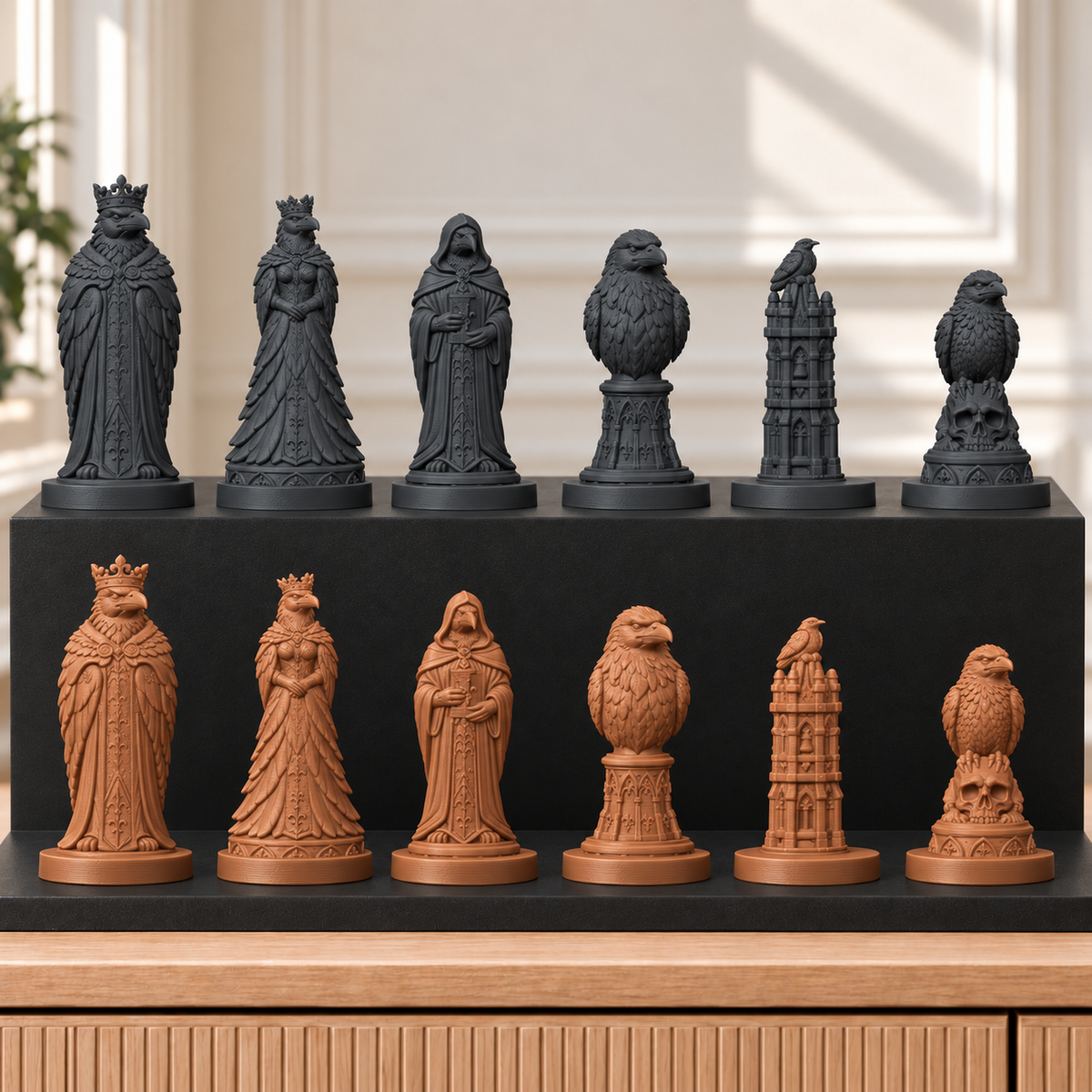 Raben – thematisches Schachfigurenset mit 32 Figuren – Ansicht 12